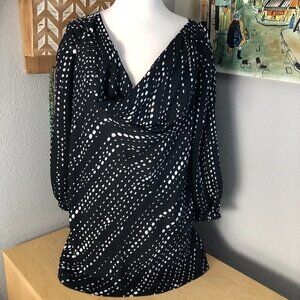 AK Anne Klein 100% Silk Drape Neck Blouse